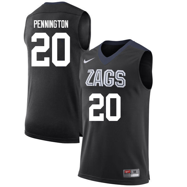 Men Gonzaga Bulldogs #20 Paul Pennington College Basketball Jerseys Sale-Black